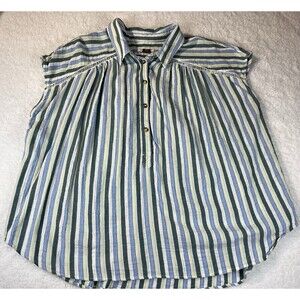 Anthropologie Blue and Green Striped Tunic